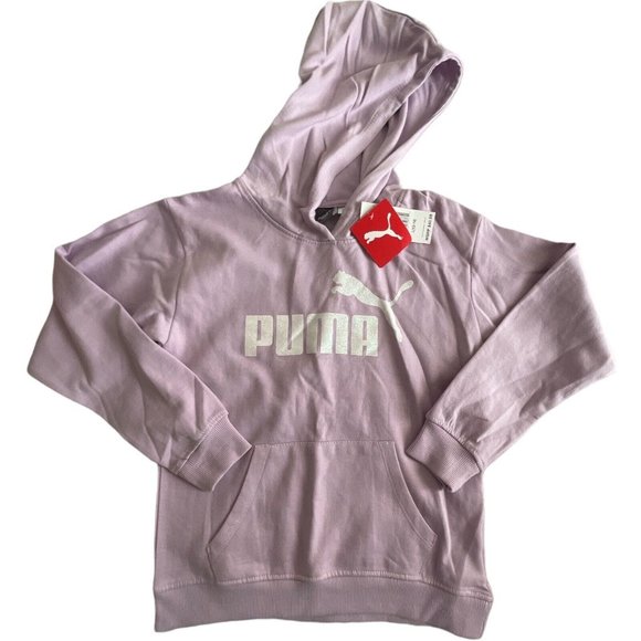 Girl’s Hoodie Size L(12/14) PUMA Pullover logo glitter lavander Long Sleeve - Picture 1 of 11